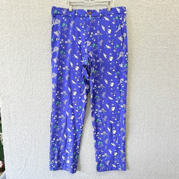 Polo Golf Ralph Lauren Pants Mens 32x31 Blue Novelty Print Tailored Fit Sports - Picture 1 of 7